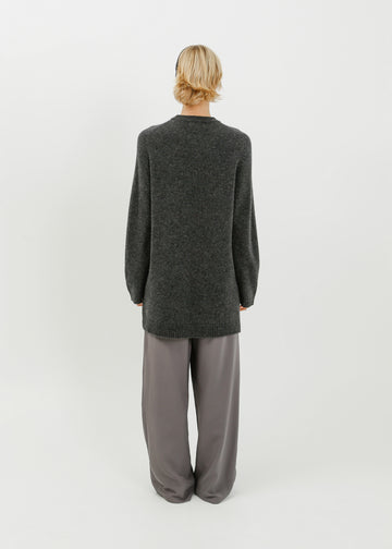 Abie Long Line Knit Sweat / Charcoal