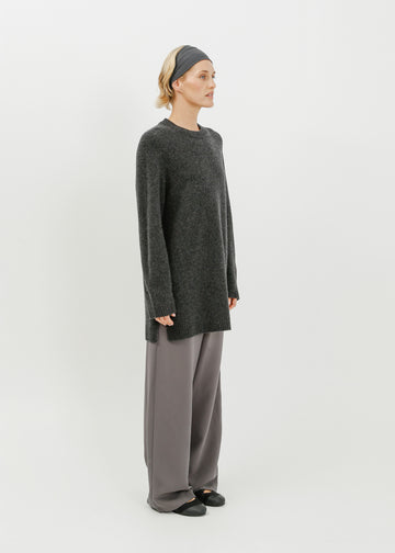 Abie Long Line Knit Sweat / Charcoal