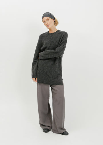 Abie Long Line Knit Sweat / Charcoal