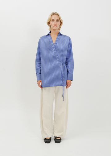 Selda Wrap Shirt / Blue-White