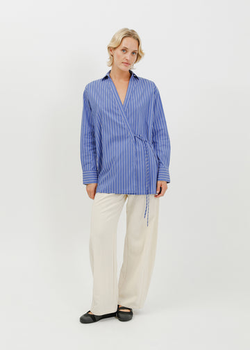 Selda Wrap Shirt / Blue-White