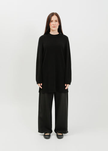 Abie Long Line Knit Sweat / Black