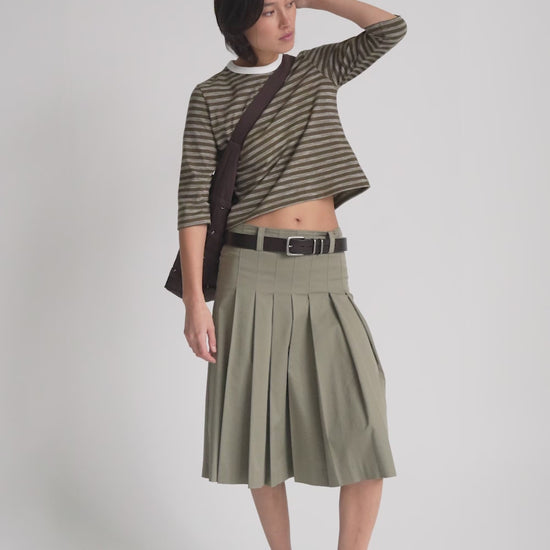 Gwyneth 3/4 Sleeve Tee / Khaki-White - 
Khaki White (image 2)