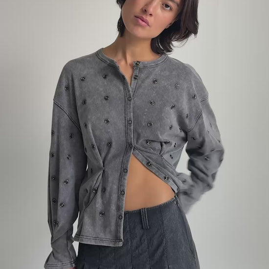 Enid Jersey Cardigan / Washed Grey - 
Washed Grey (image 2)